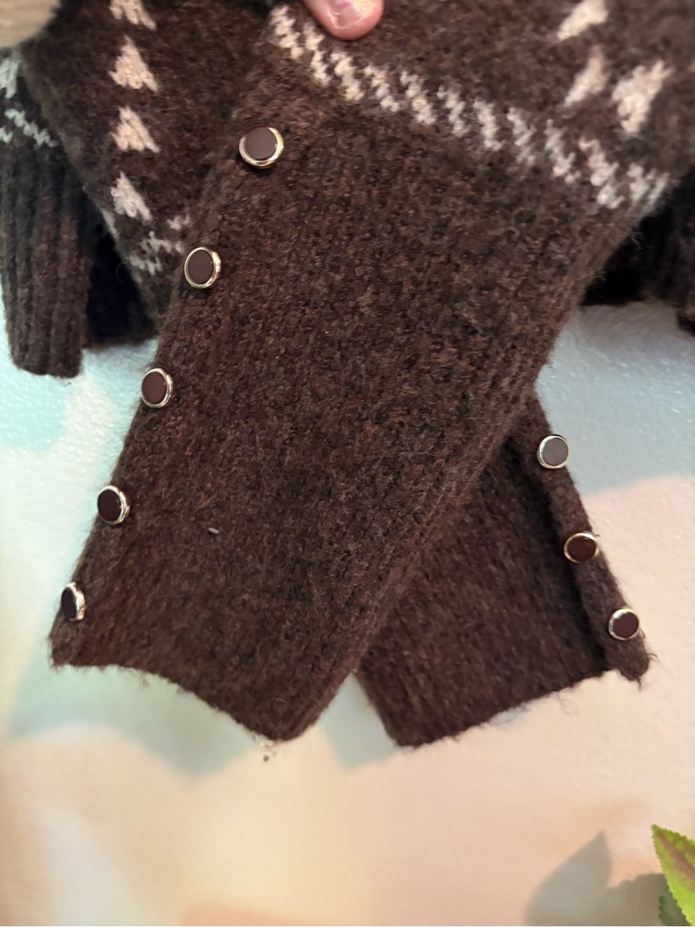 Max Studio NWT Brown Fair Isle Cropped XLarge - Picture 3 of 6